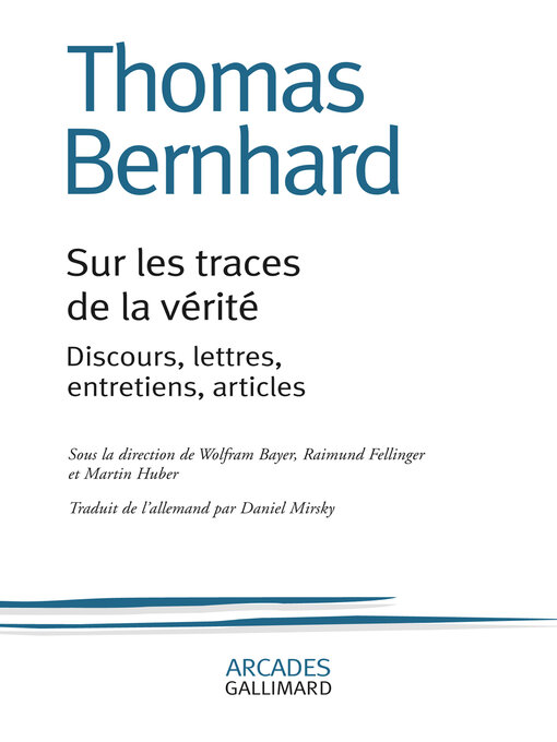 Title details for Sur les traces de la vérité by Thomas Bernhard - Available